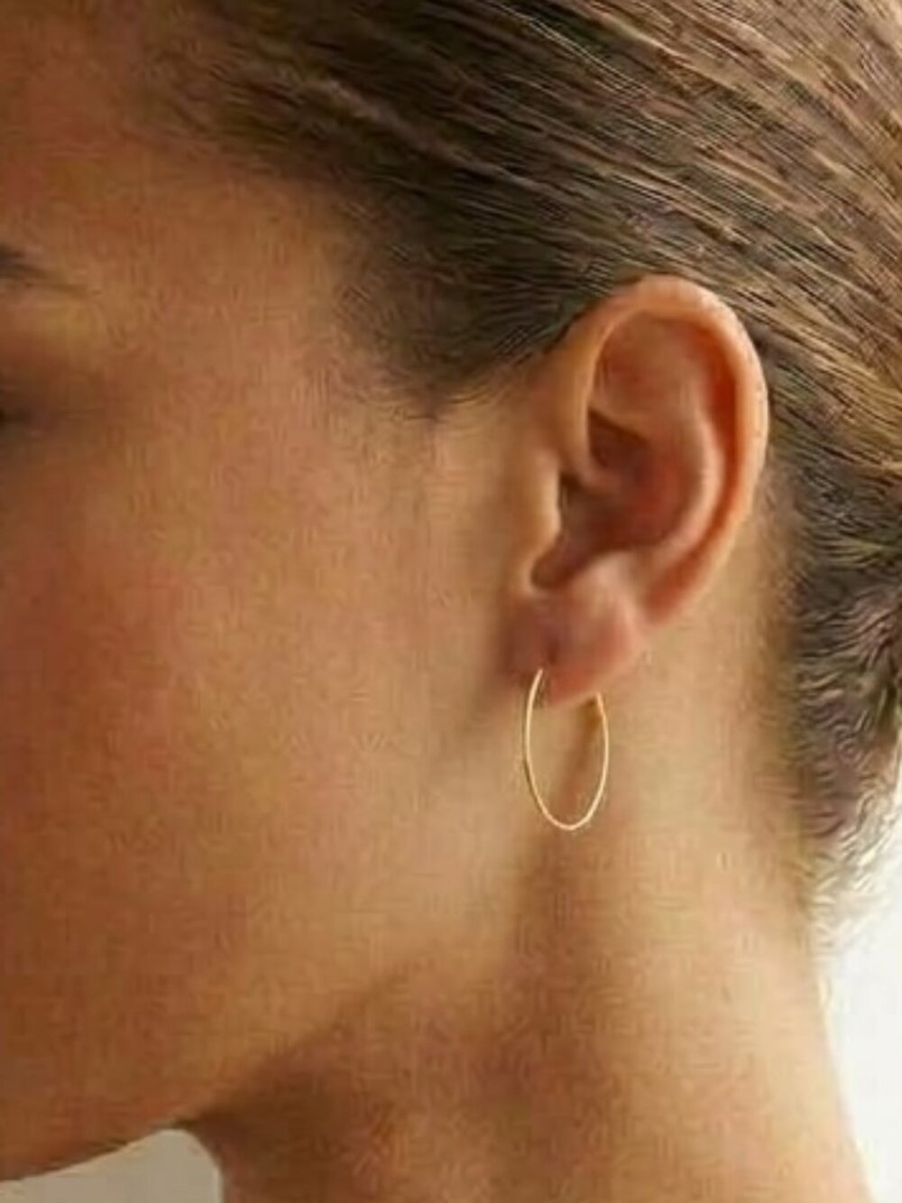 Gold Tone Hoop Earrings Pierced Small 1.0"